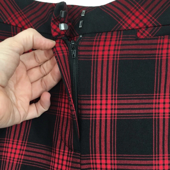 J Jill Pants Womens‎ 8 Red Black Plaid Stretch Bi Stretch Skinny Leg Trouser - Picture 3 of 13